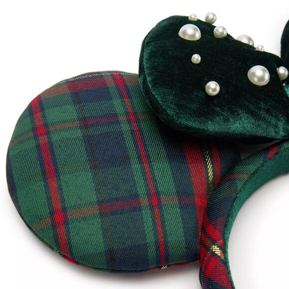 Minnie Mouse Holiday Plaid Ear Headband for Adults Disney Parks - Picture 2 of 4
